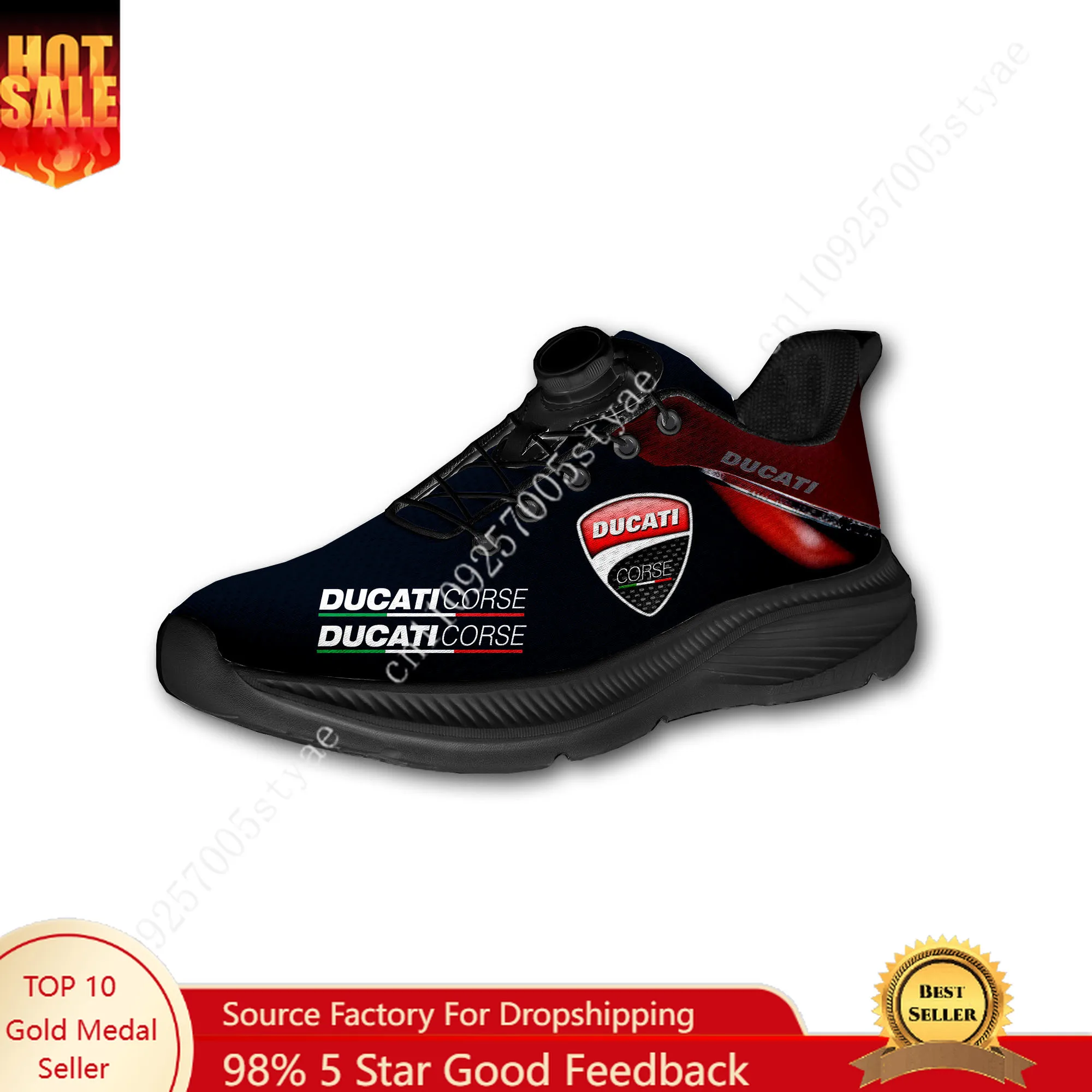 Men'S Shoes Lightweight - รองเท้าเดินแบบสั่งทำพิเศษสไตล์มอเตอร์ไซค์อิตาลี สำหรับผู้ชายและผู้หญิง ดีไซน์แบบไม่มีเชือกผูก ปุ่มหมุน D-ucati พร้อมโลโก้