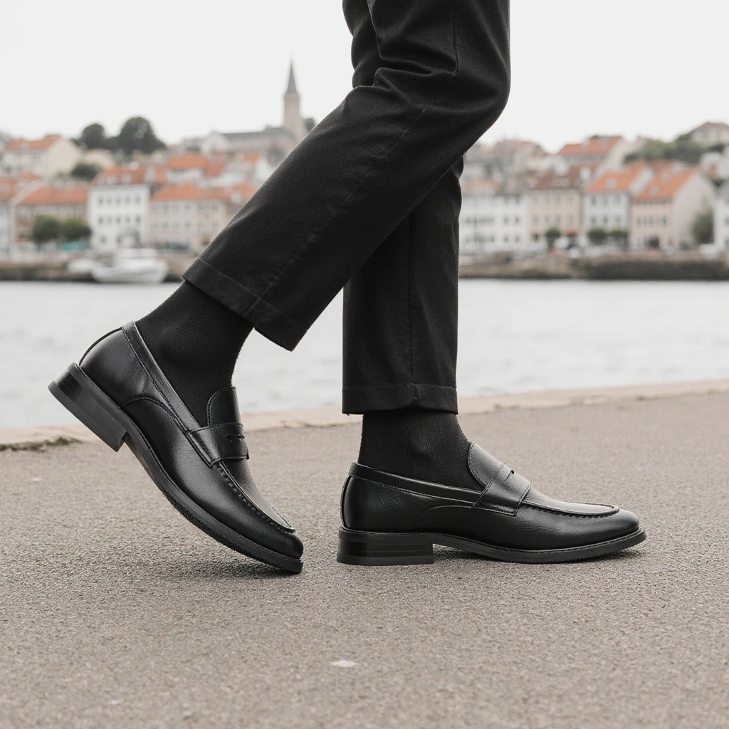 Men'S Shoes Hush Puppies - รองเท้าโลฟเฟอร์สีดำสำหรับผู้ชาย รองเท้าหนังแบบสวมใส่สบาย เหมาะสำหรับงานธุรกิจ งานทางการ และใส่ลำลองในออฟฟิศ