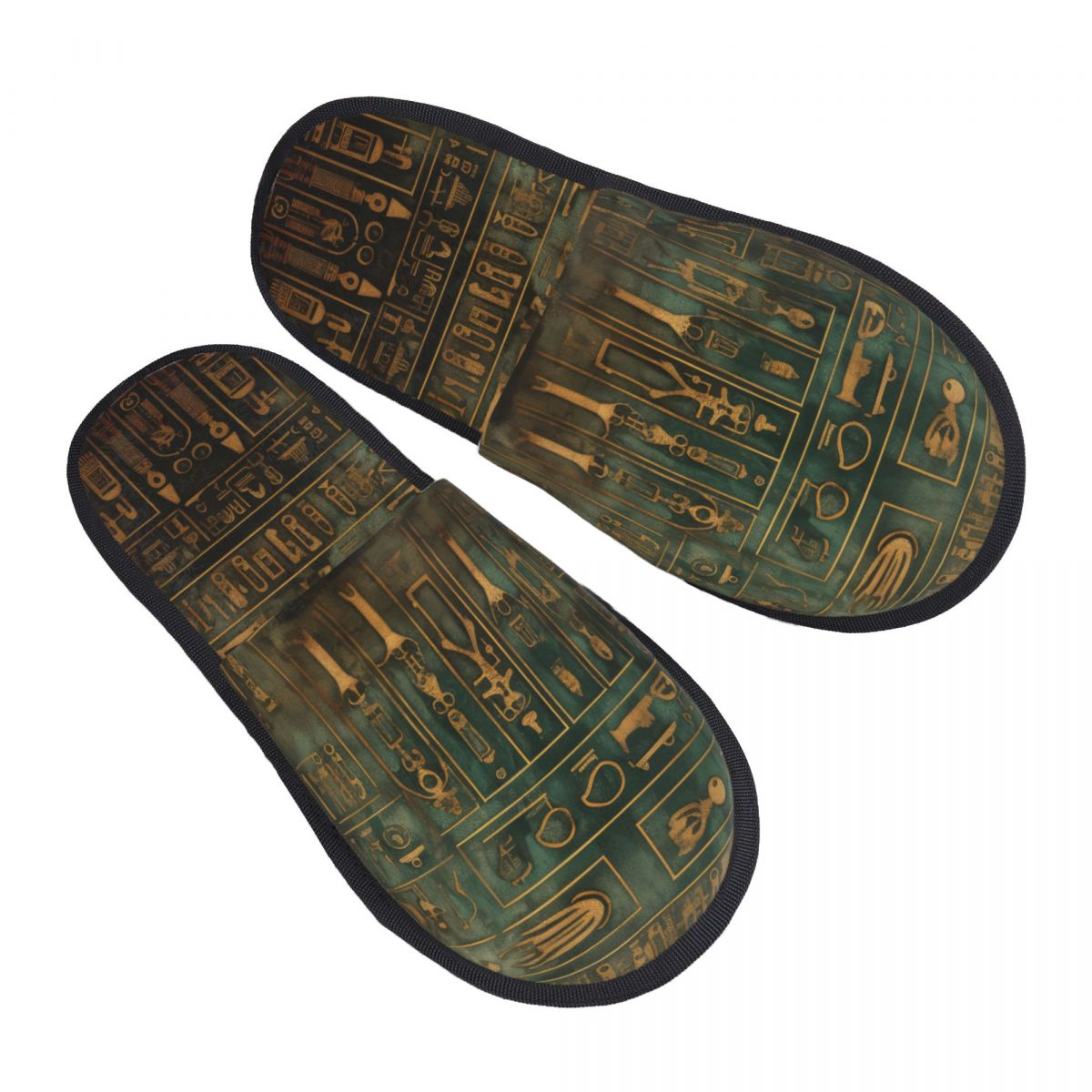 Men Shoes Egypt - รองเท้าแตะแบบสวมสำหรับฤดูหนาว ผู้หญิง ผู้ชาย กันลื่น ลายอักษรอียิปต์โบราณ สำหรับใส่ในบ้าน