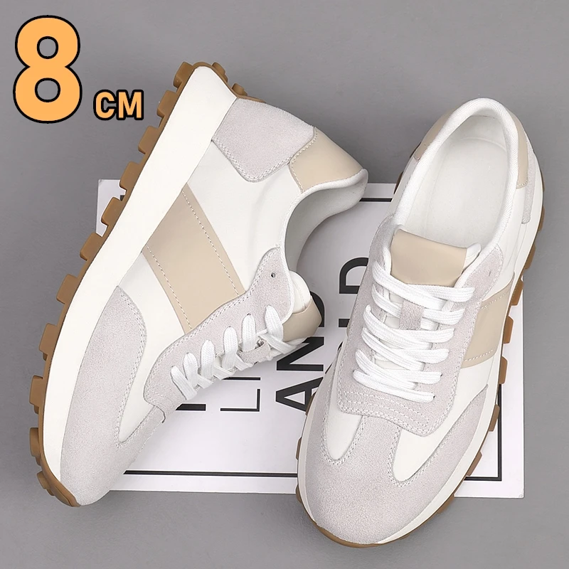 Men'S Shoes Hush Puppies - Man ลิฟท์รองเท้าผ้าใบลําลองหนังนิ่มหนัง LACE-Up รอบ Toe Platform