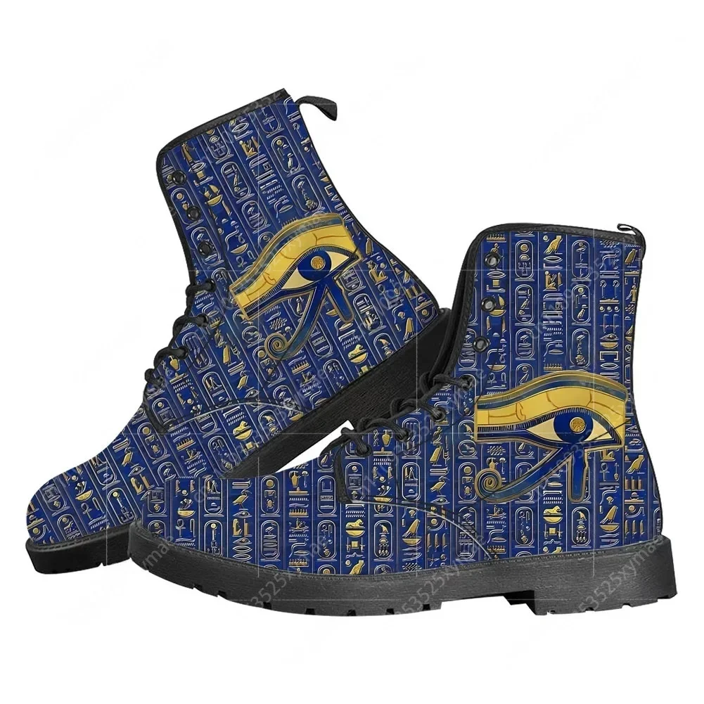 Men Shoes Egypt - รองเท้าบูทลำลองลายดวงตาเทพฮอรัสแห่งอียิปต์ สำหรับผู้ชาย ผู้หญิง และวัยรุ่น รองเท้าแฟชั่น 3D