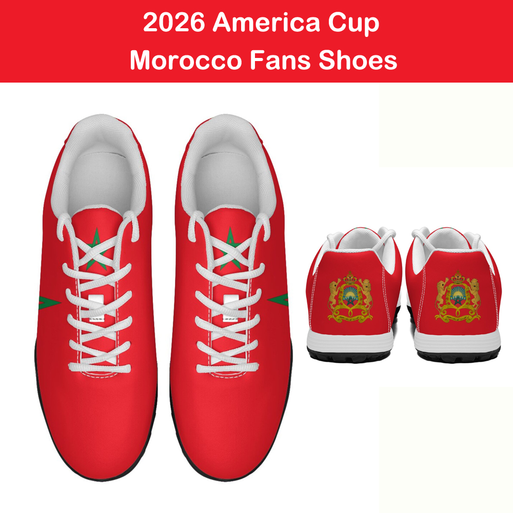 Men Shoes Egypt - รองเท้าฟุตบอลพิมพ์ลายพิเศษสำหรับแฟนบอลอเมริกาคัพ 2026 ลายธงชาติโมร็อกโก เซเนกัล แอลจีเรีย อียิปต์