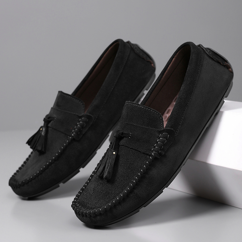 Men'S Shoes Hush Puppies - รองเท้าโลฟเฟอร์ผู้ชายแบบคลาสสิคพร้อมพู่ตกแต่ง รองเท้าหนังกลับสวมใส่สบายสำหรับผู้ชาย รองเท้าลำลอง รองเท้าขับรถ รองเท้าดีไซเนอร์แบบสวม