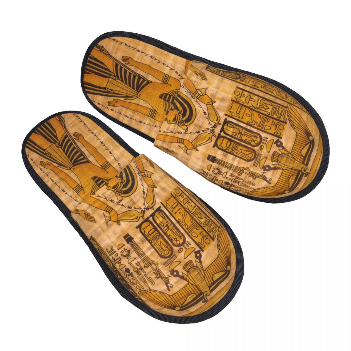 Men Shoes Egypt - รองเท้าแตะแบบสวมสำหรับฤดูหนาว ลายกระดาษอียิปต์โบราณ พื้นนุ่ม อุ่นสบาย ไม่ลื่น เหมาะสำหรับผู้หญิงและผู้ชาย