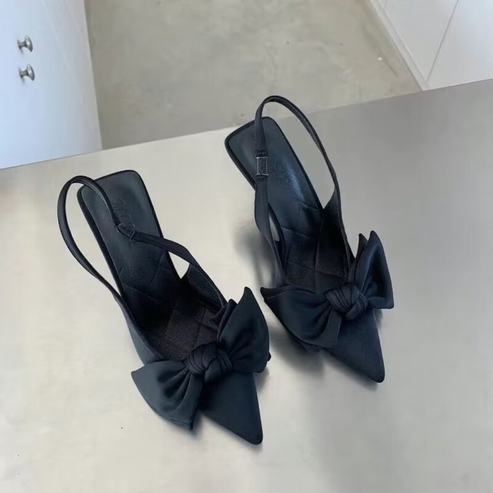 Dress Shoe Pointed - รองเท้าผู้หญิงปี 2026 รุ่นใหม่สำหรับฤดูร้อน รองเท้าส้นสูงแบบสวมเปิดส้นประดับโบว์ผีเสื้อ ดีไซน์เซ็กซี่ ส้นเข็ม