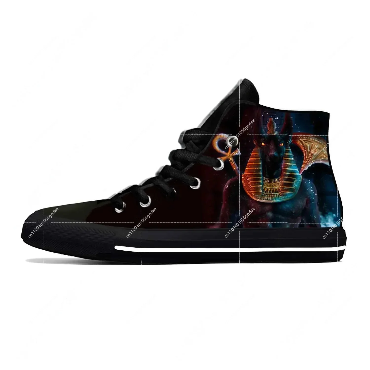 Men Shoes Egypt - อานูบิสอียิปต์โบราณ เทพเจ้าแห่งอียิปต์ ตลก แฟชั่น รองเท้าผ้าลำลอง ทรงสูง