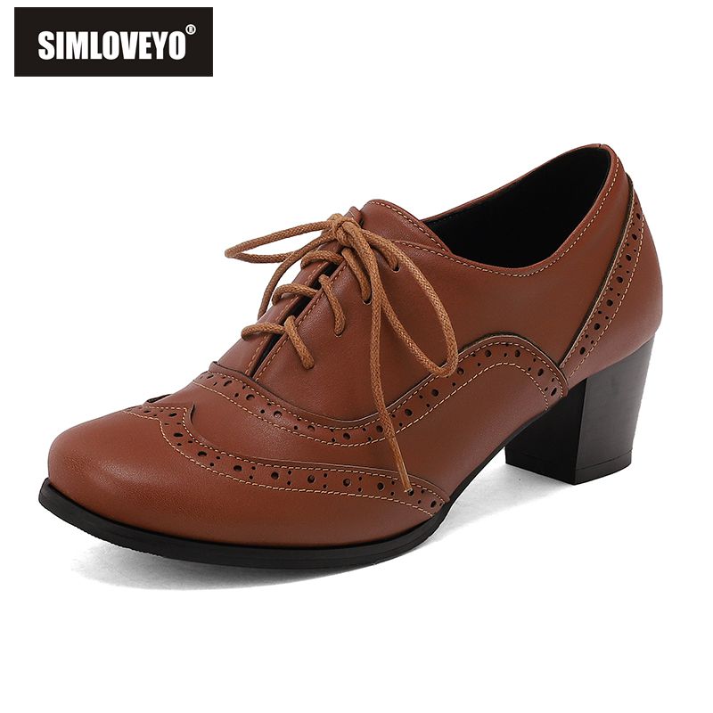 Men'S Shoes Size 43 In Us - รองเท้าส้นเตี้ยผู้หญิง SIMLOVEYO สีน้ำตาลใหม่ หัวกลม ส้นบล็อก 5
