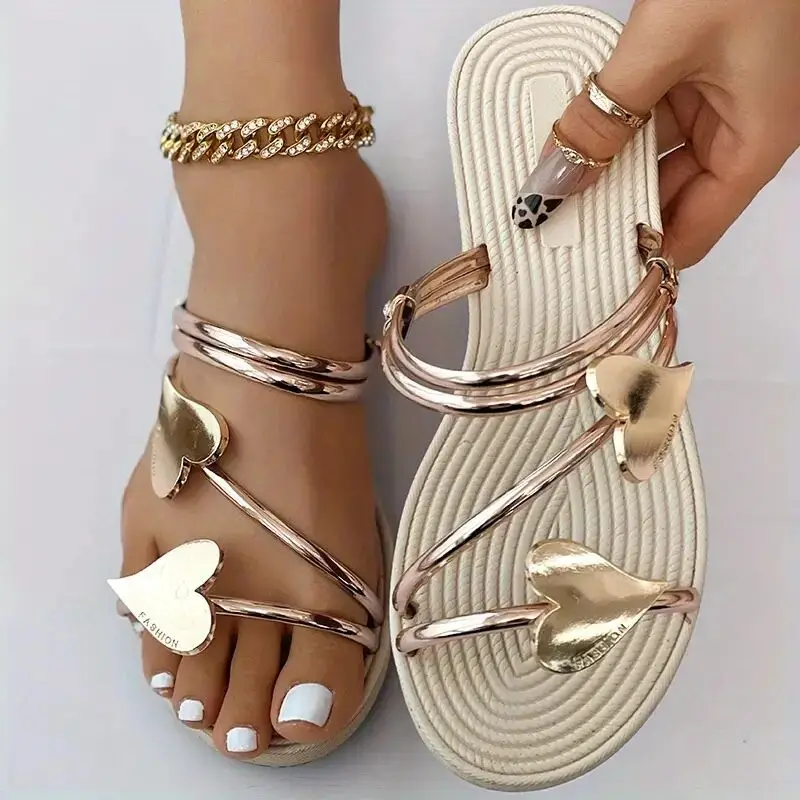 Men'S Shoes Size 43 In Us - Elegant Women's Heartแบนรองเท้าแตะเปิดนิ้วเท้าผู้หญิงรองเท้าแตะรองเท้าลื่นชายหาดกลางแจ้งผู้หญิงรองเท้าแตะฤดูร้อน 2024 ขนาด 43