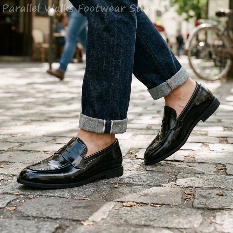 รองเท้าโลฟเฟอร์หนังแก้วสำหรับผ - Men Shoes For Wedding บทวิจารณ์และราคา