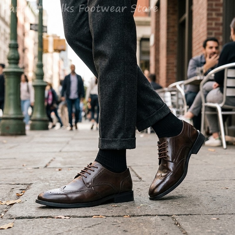 รองเท้าเดอร์บี้แบบ Brogue สำหร - Men Shoes For Wedding บทวิจารณ์และราคา