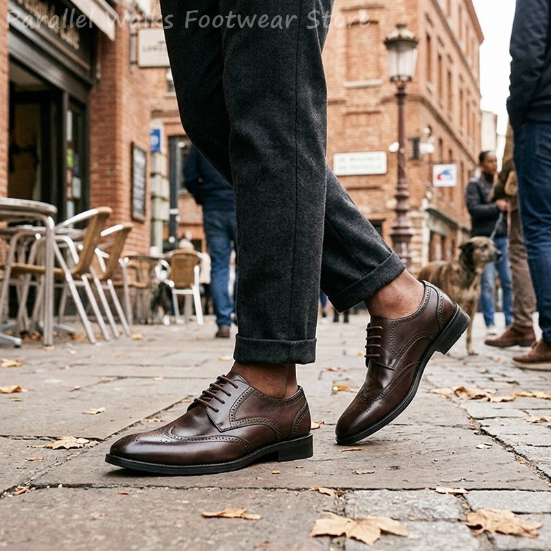 รองเท้าเดอร์บี้แบบ Brogue สำหร - Men Shoes For Wedding บทวิจารณ์และราคา