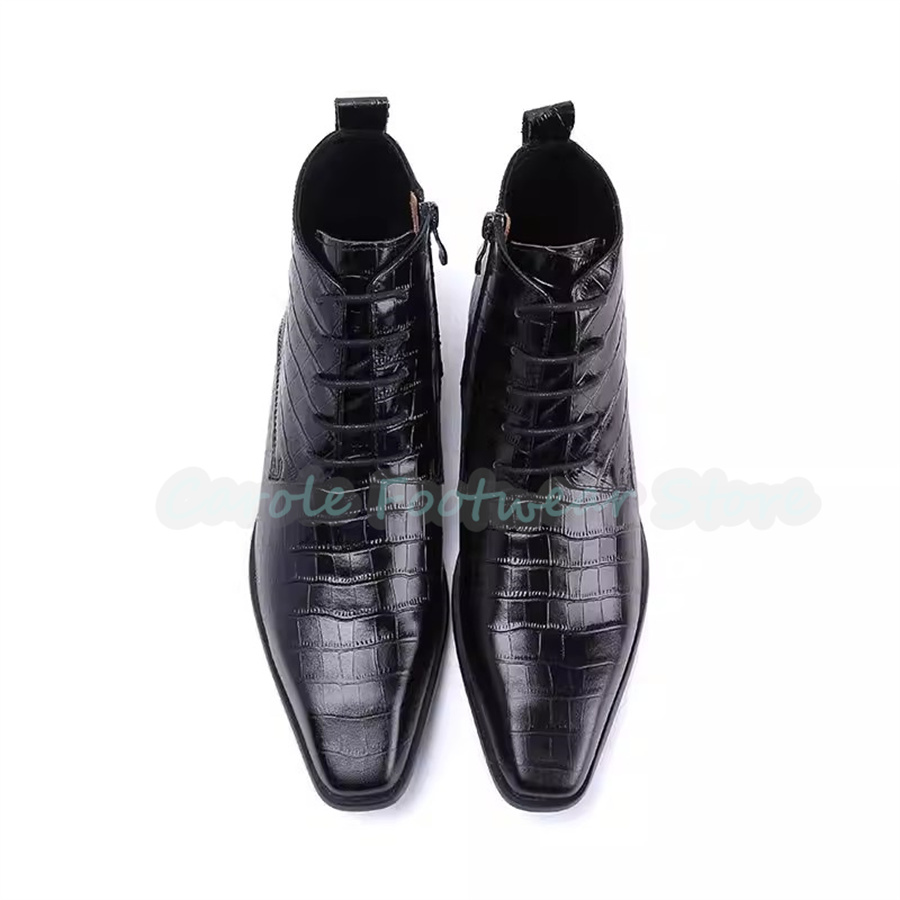 รองเท้าบูทข้อเท้าหนังแท้แฟชั่น - Men Shoes For Wedding บทวิจารณ์และราคา