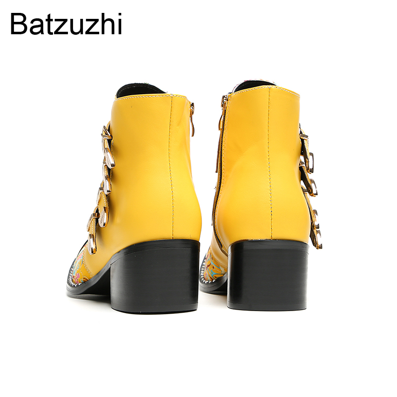 รองเท้าบูทข้อเท้าหนังแท้สีเหลื - Men Shoes For Wedding บทวิจารณ์และราคา