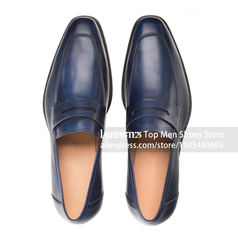 รองเท้าหนัง PU สีน้ำเงินกรมท่า - Men'S Shoes Navy Blue บทวิจารณ์และราคา