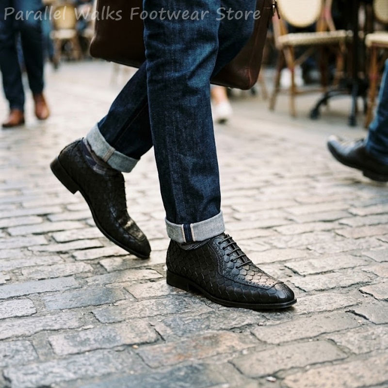 รองเท้าอ็อกซ์ฟอร์ดผู้ชายลายหนั - Men Shoes For Wedding บทวิจารณ์และราคา