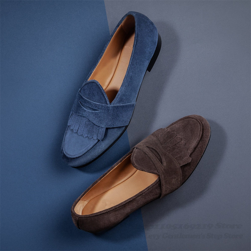รองเท้าโลฟเฟอร์หนังกลับสีน้ำเง - Men'S Shoes Navy Blue บทวิจารณ์และราคา